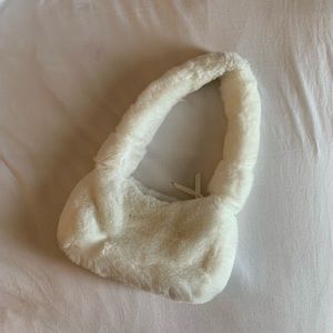 white fur bag